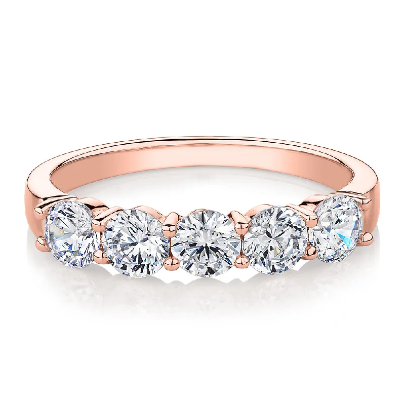 Moonstone women rings-Dress ring with 1 carat* of diamond simulants in 14 carat rose gold