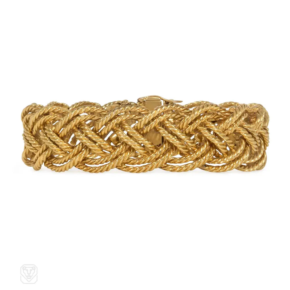 Charm women bracelets-Mid-Century Boucheron woven gold rope bracelet