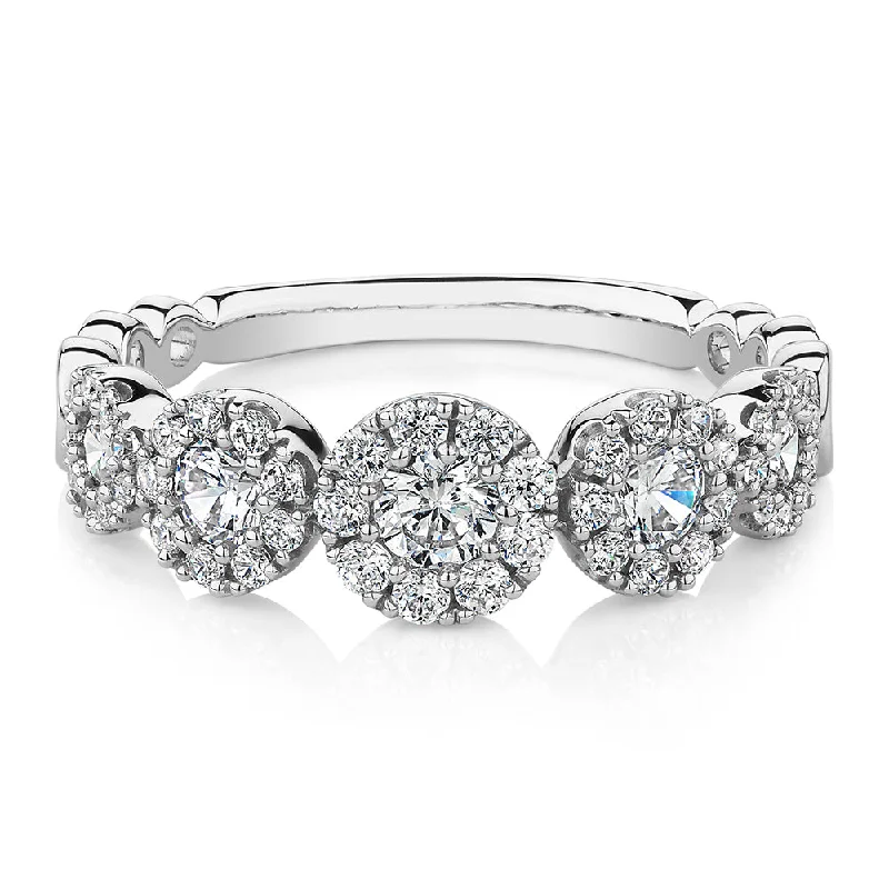 Cluster women rings-Celeste Dress ring with 0.89 carats* of diamond simulants in 10 carat white gold