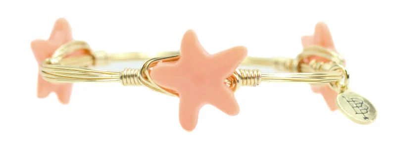 Minimalist women bracelets-Starfish Bangle Bracelet - Coral