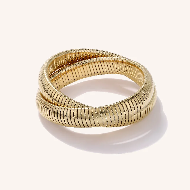 Modern bangle bracelets for women-Connected Cobra Bracelet Set