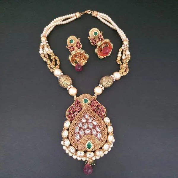 Charming women necklaces-Darshana Jewels AD Stone Copper Necklace Set - FAP0189A