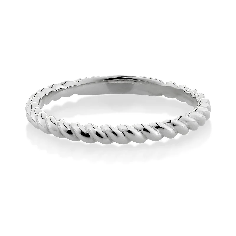 Couple’s women rings-Plain Twist Celebration band in 10ct White Gold