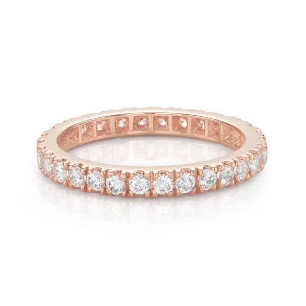 Cluster women rings-All-rounder eternity band with 0.9 carats* of diamond simulants in 14 carat rose gold