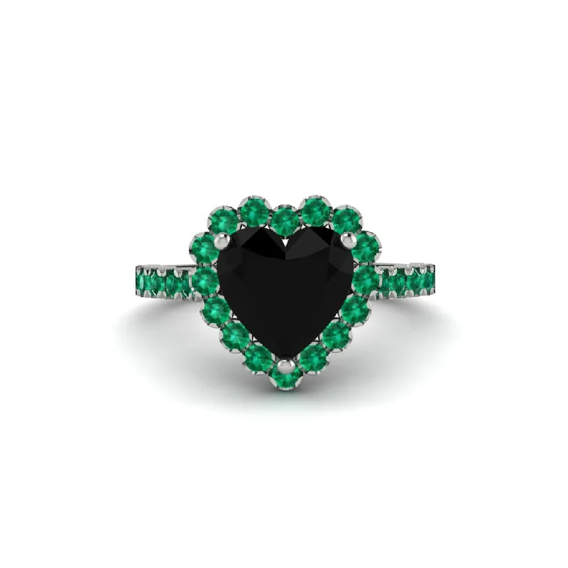 Sparkling engagement rings for women-Halo Heart Black Diamond Pave Engagement Ring - Gail No. 24