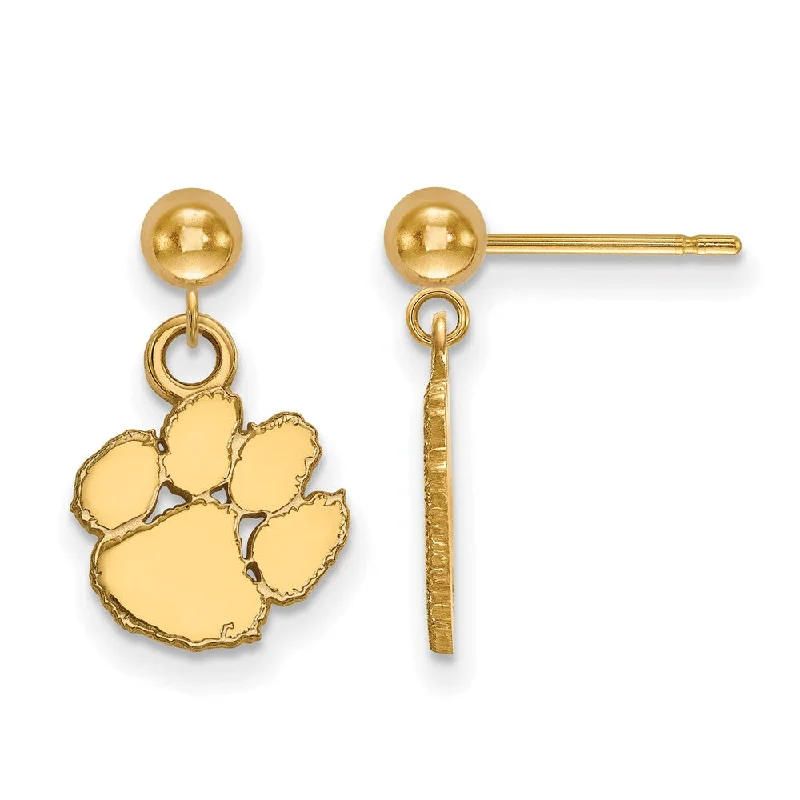 Luxury diamond women earrings-14k Yellow Gold Clemson University Ball Dangle Earrings