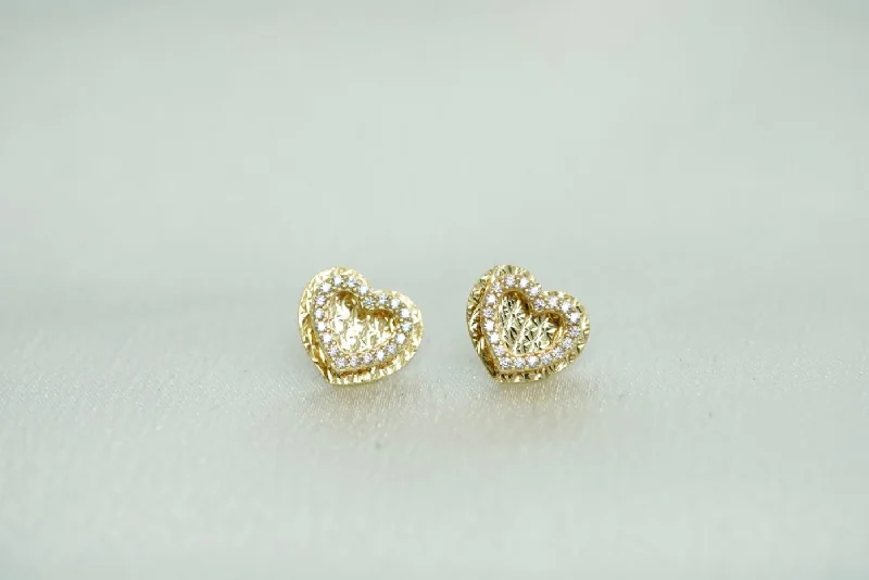 Drop women earrings-14k Shiny Hearts Stud Earrings