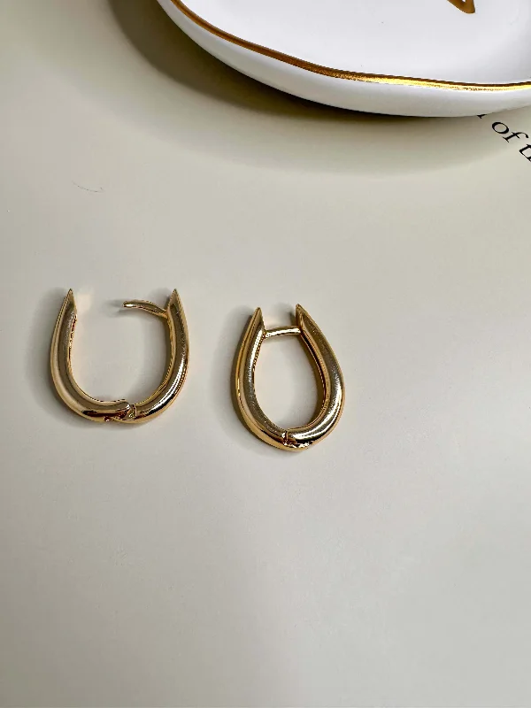 Pearl drop women earrings-Velani U Hoop Earrings