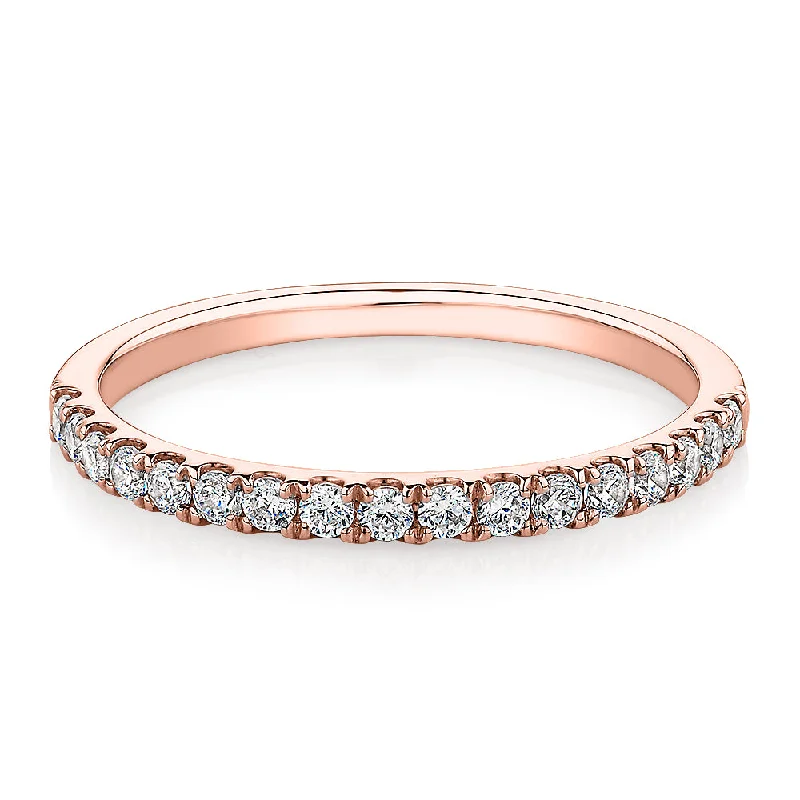 Heart-shaped gemstone women rings-Wedding or eternity band with 0.25 carats* of diamond simulants in 10 carat rose gold