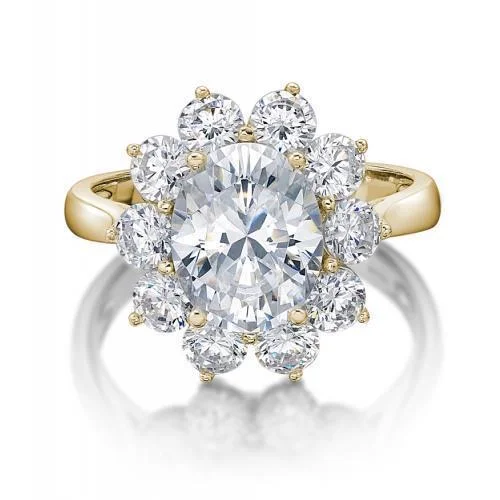 Adjustable gemstone women rings-Dress ring with 4.24 carats* of diamond simulants in 10 carat yellow gold