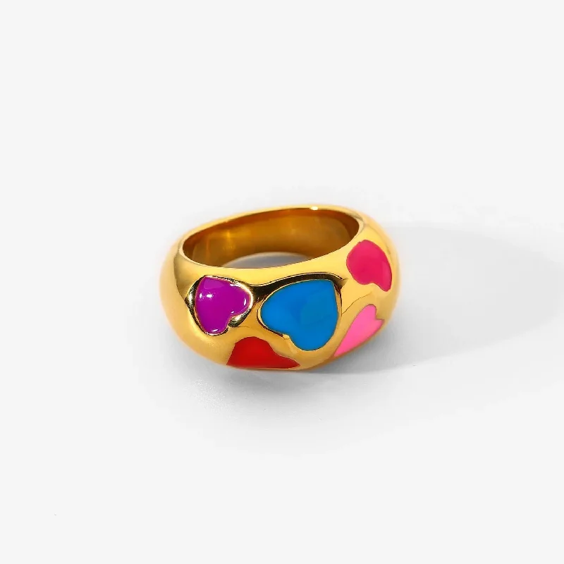 Birthstone women rings-Chunky Heart