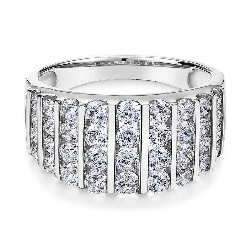 Unique women rings-Dress ring with 1.44 carats* of diamond simulants in 10 carat white gold