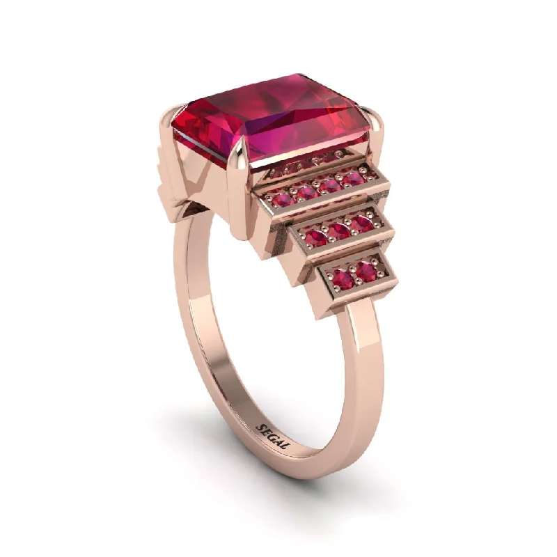 Diamond engagement rings for women-Unique Geometric Radiant Ruby Engagement Ring - Wilma No. 56