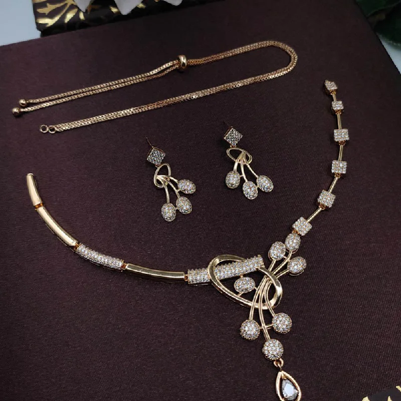 White gold women necklaces-Aamrapali American Daimond Necklace Set