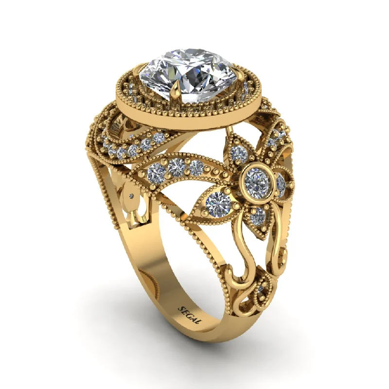 Solitaire engagement rings for women-Edwardian Gold Engagement Ring Royal Antique With Diamond - Abbie No. 1