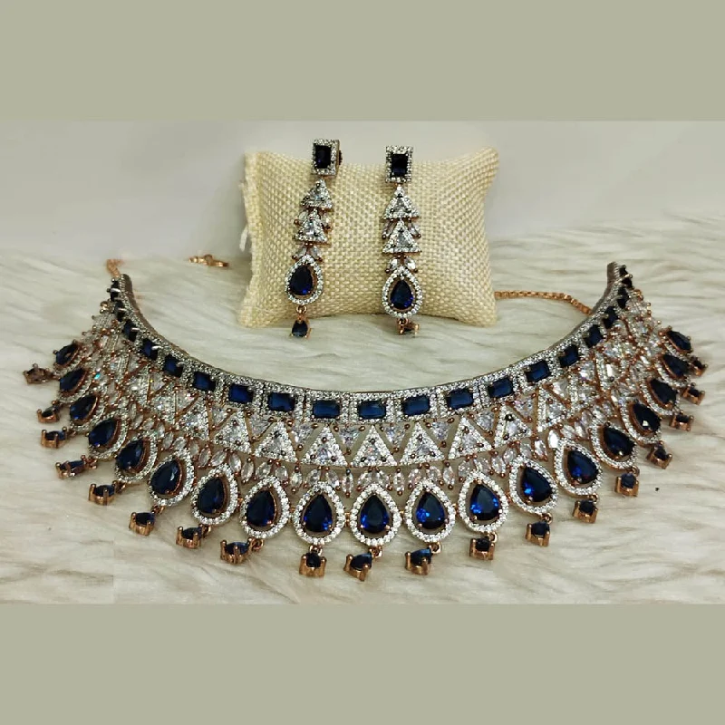 Unique gemstone women necklaces-Jain Jewellers Gold Plated AD Choker Necklace Set