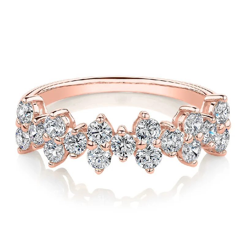 Luxury gemstone women rings-Dress ring with 1.02 carats* of diamond simulants in 10 carat rose gold