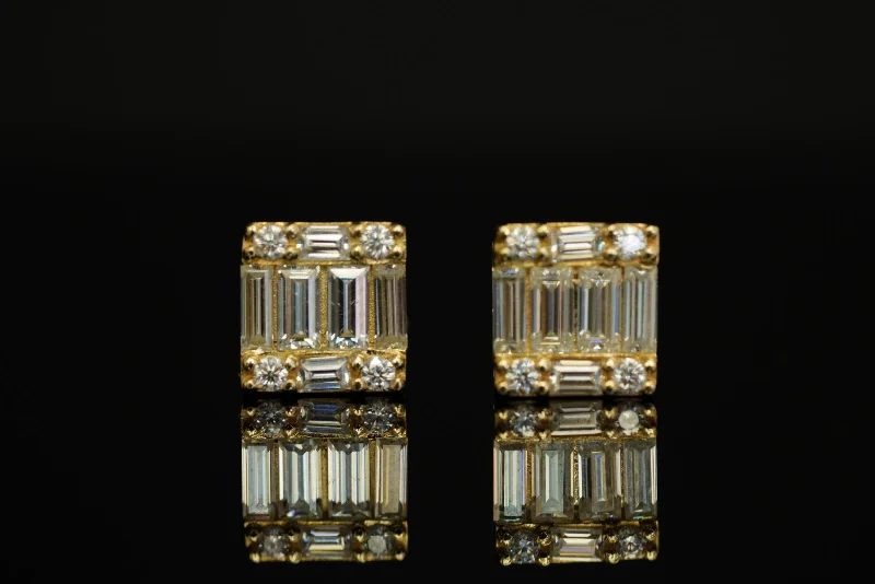 Diamond women earrings-10k Moisanite Square Earrings