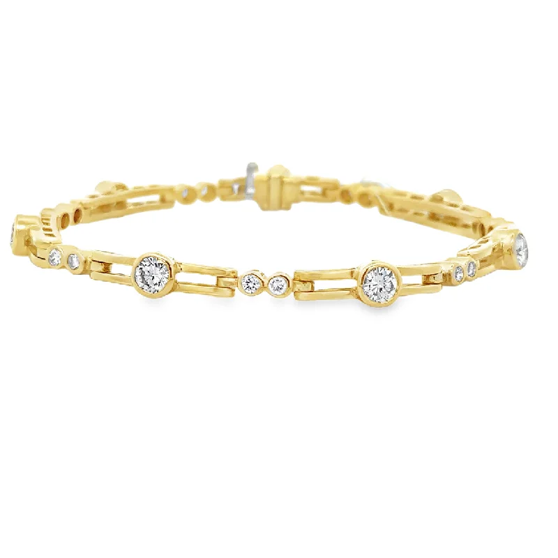 Multi-layered women bracelets-2.30 CTW Bezel Set Diamond Bracelet in Yellow Gold