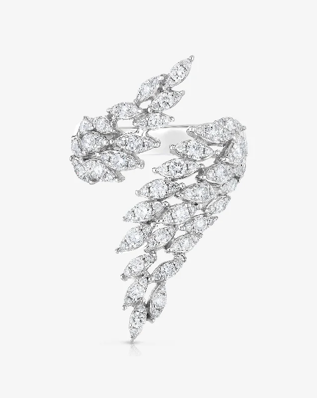 Infinity women rings-Feather Diamond Statement Ring