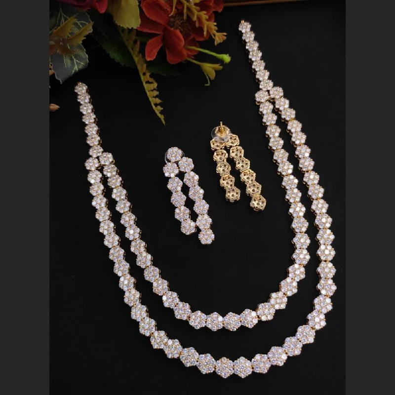 Short women necklaces-Aamrapali  American Diamond Necklace Set