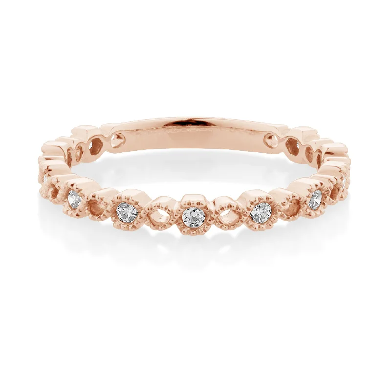 Cute gemstone women rings-Decorative Round and Open Celebration band Rose Gold