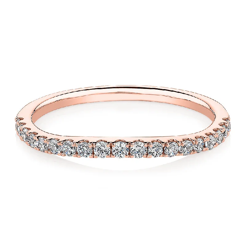 Handmade women rings-Curved wedding or eternity band in 10 carat rose gold