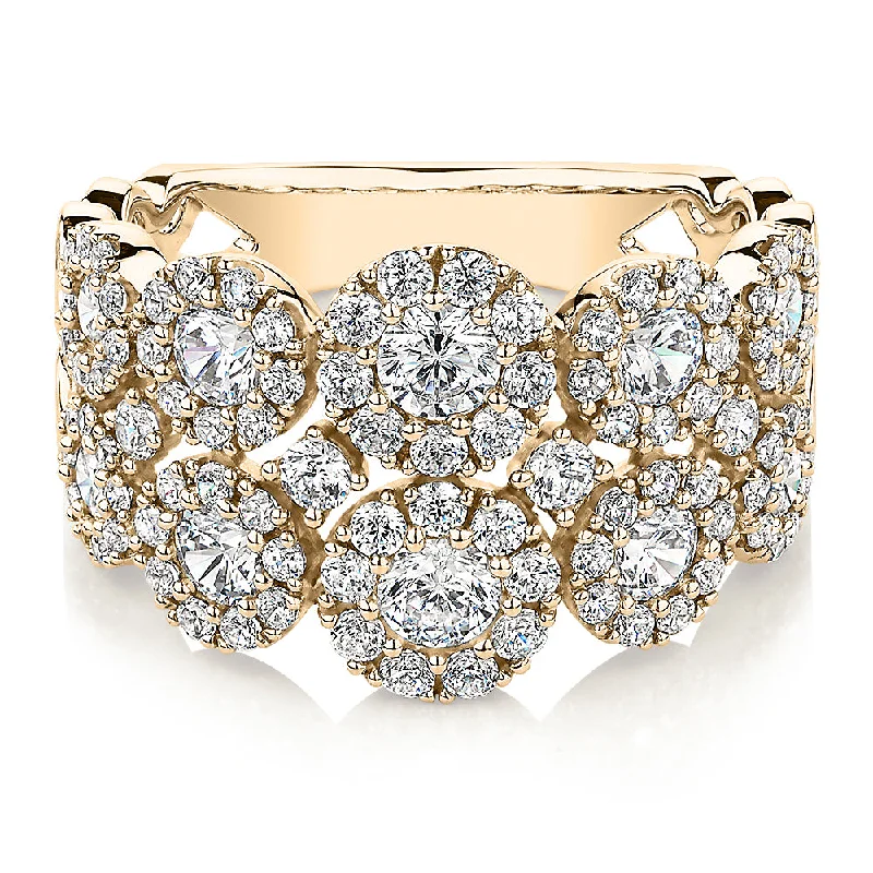 Adjustable silver women rings-Celeste Dress ring with 1.87 carats* of diamond simulants in 10 carat yellow gold