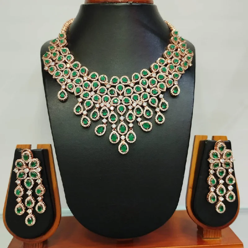 Chain women necklaces-Jain Jewellers Rose Gold Plated AD Choker Necklace Set