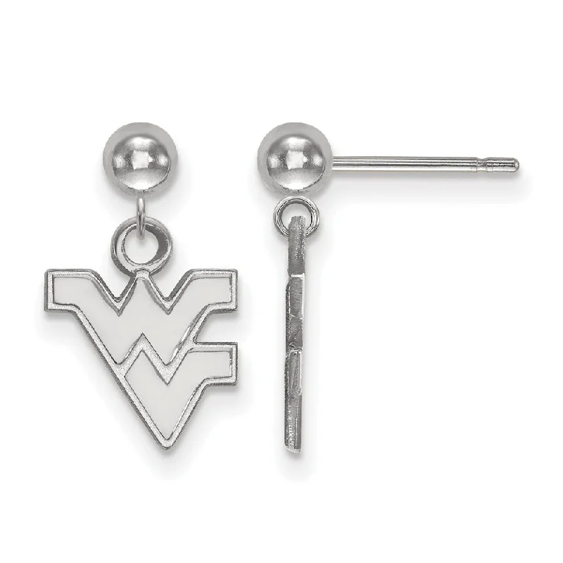 Big women earrings-14k White Gold West Virginia University Ball Dangle Earrings