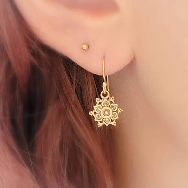 Big women earrings-Mandala Drop Earrings