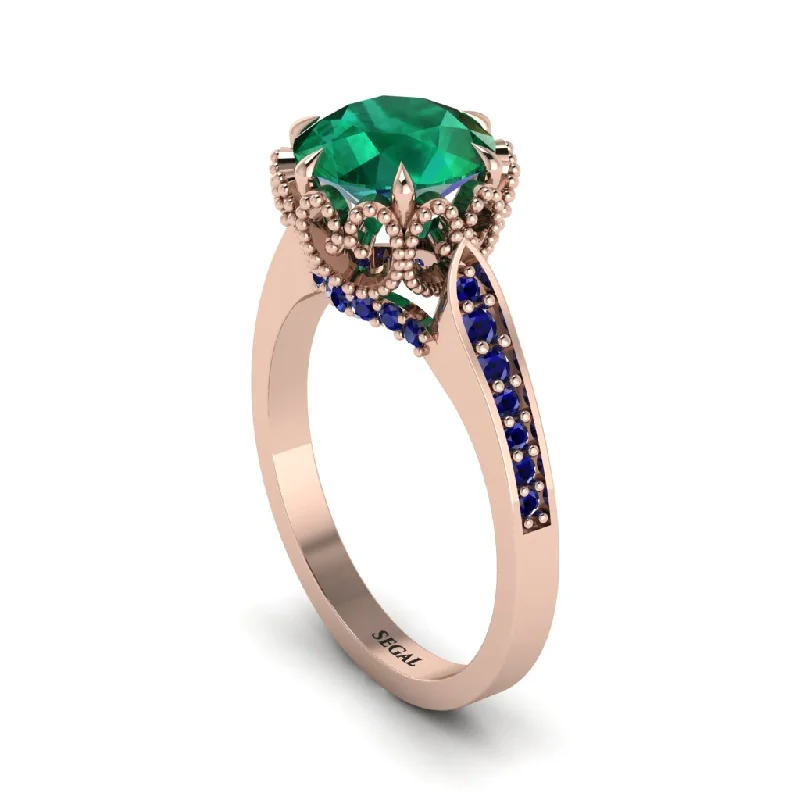 Engagement rings with rubies for women-Emerald Milgrain Engagement Ring - Yara No. 65