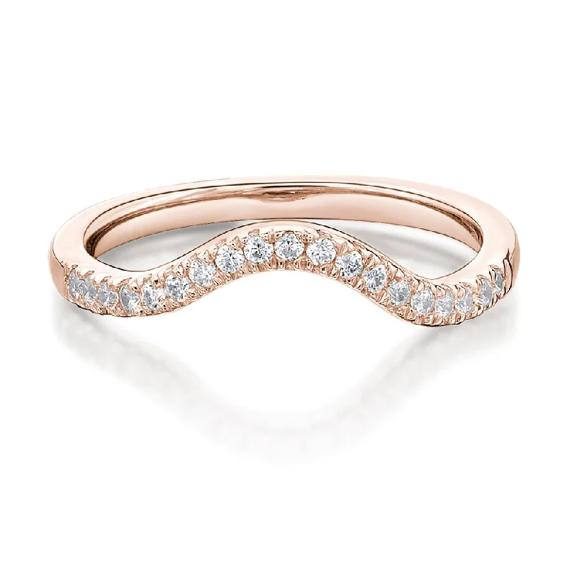 Black diamond women rings-Curved wedding or eternity band in 14 carat rose gold