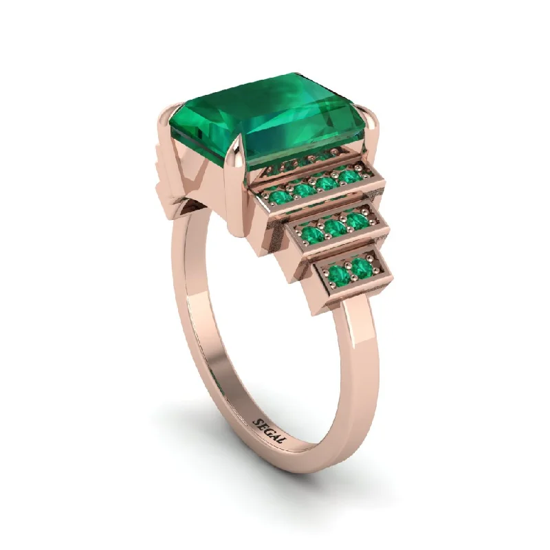 Classic engagement rings for women-Unique Geometric Radiant Emerald Engagement Ring - Wilma No. 20