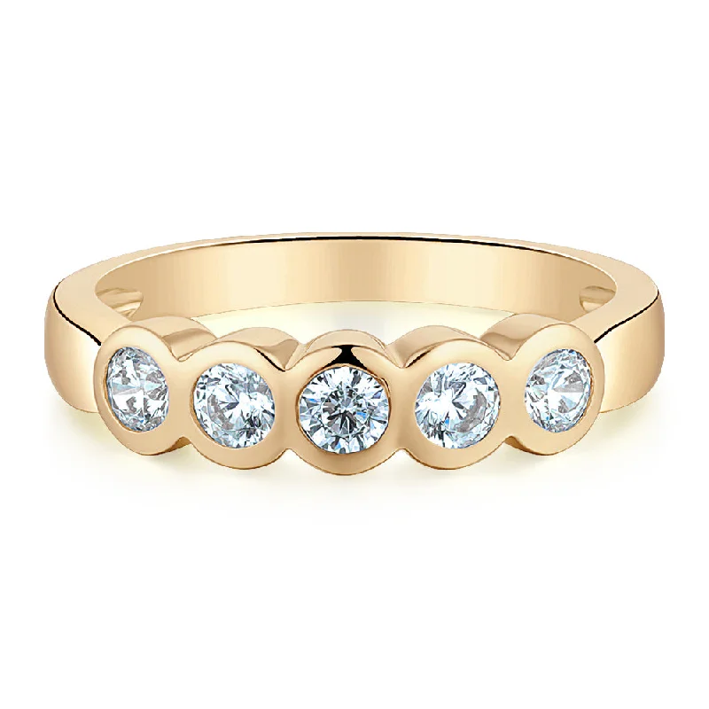 Wedding set women rings-Dress ring with 0.55 carats* of diamond simulants in 10 carat yellow gold