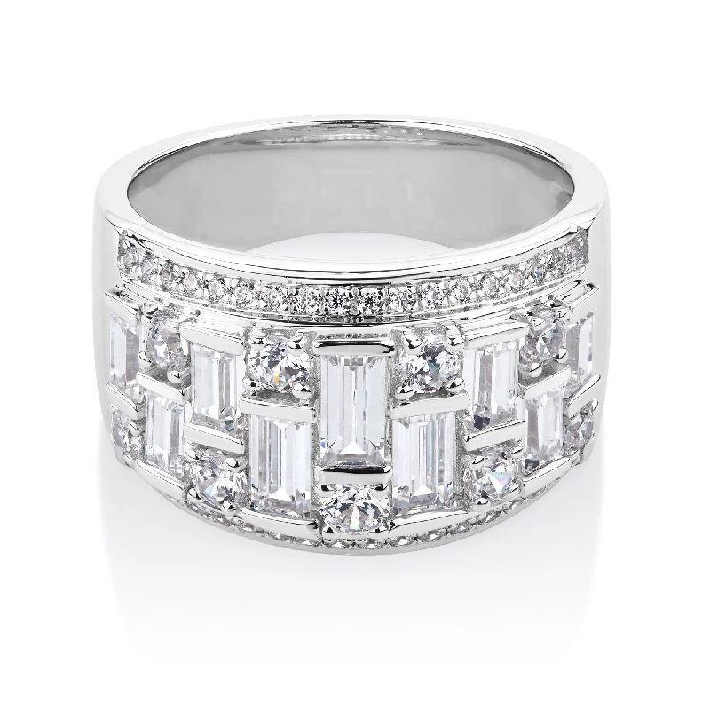 Customizable women rings-Dress ring with 2.32 carats* of diamond simulants in 10 carat white gold