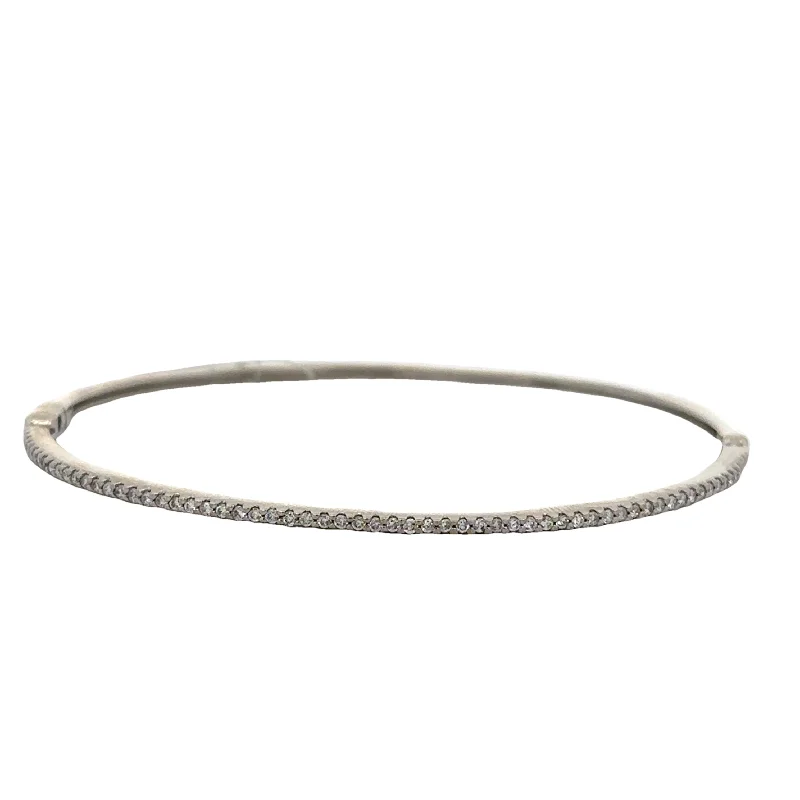 Designer women bracelets-Diamond Bangle Bracelet in White Gold