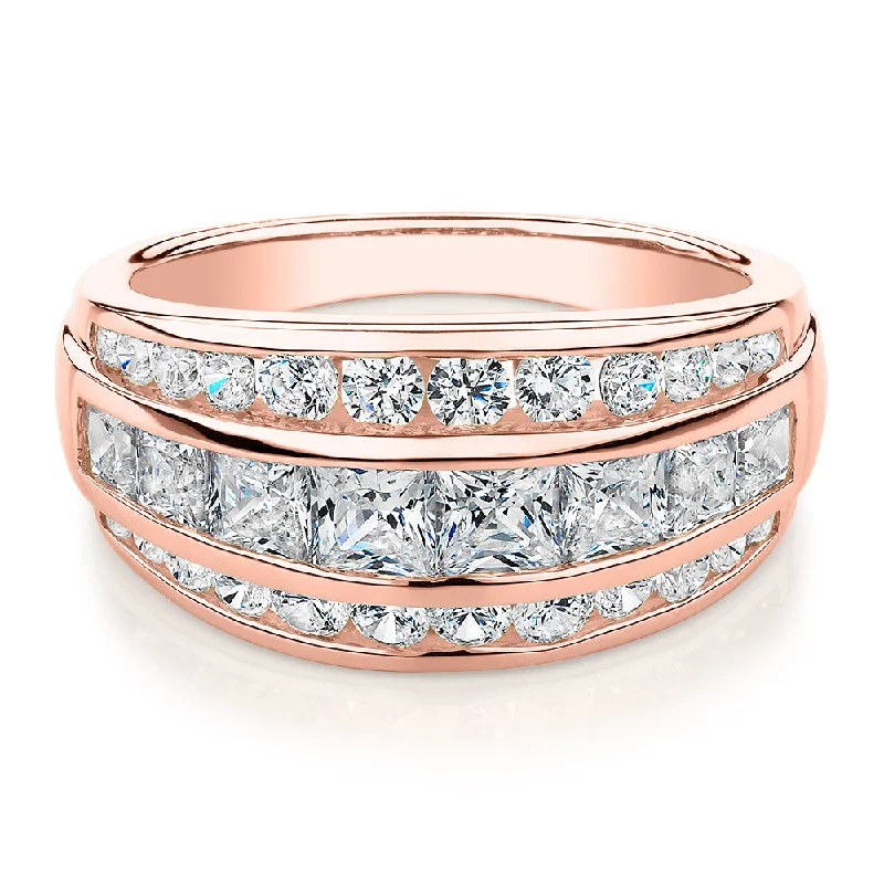 Cute women rings-Dress ring with 2.42 carats* of diamond simulants in 10 carat rose gold