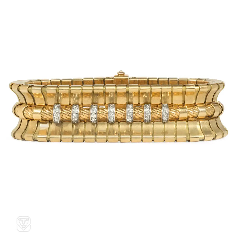 Unique women bracelets-Verger Retro gold three row bracelet