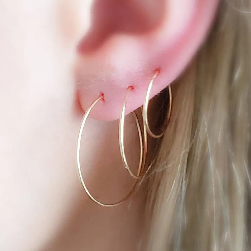 Layered women earrings-Delicate Hoop Earrings