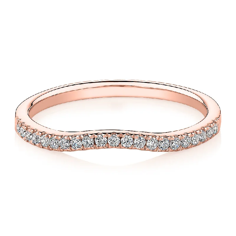 Luxury wedding women rings-Curved wedding or eternity band in 14 carat rose gold