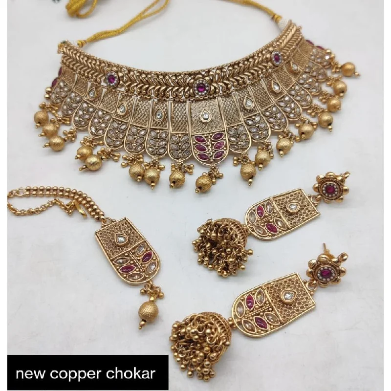 Beautiful women necklaces-Akruti Collection Gold Plated Choker Necklace Set