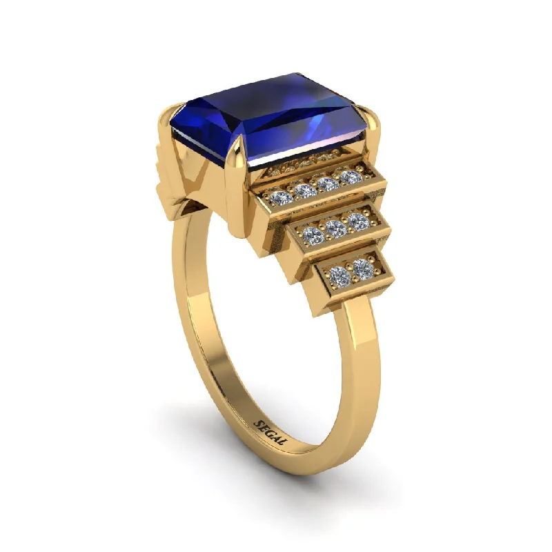 Antique engagement rings for women-Unique Geometric Radiant Sapphire Engagement Ring - Wilma No. 13