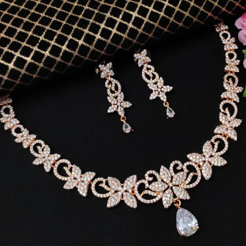 Chain women necklaces-Aamrapali  American Diamond Necklace Set