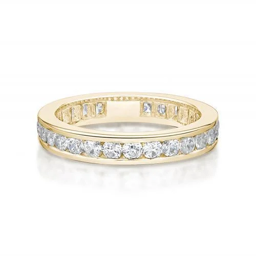 Diamond women rings-All-rounder eternity band with 1.56 carats* of diamond simulants in 14 carat yellow gold