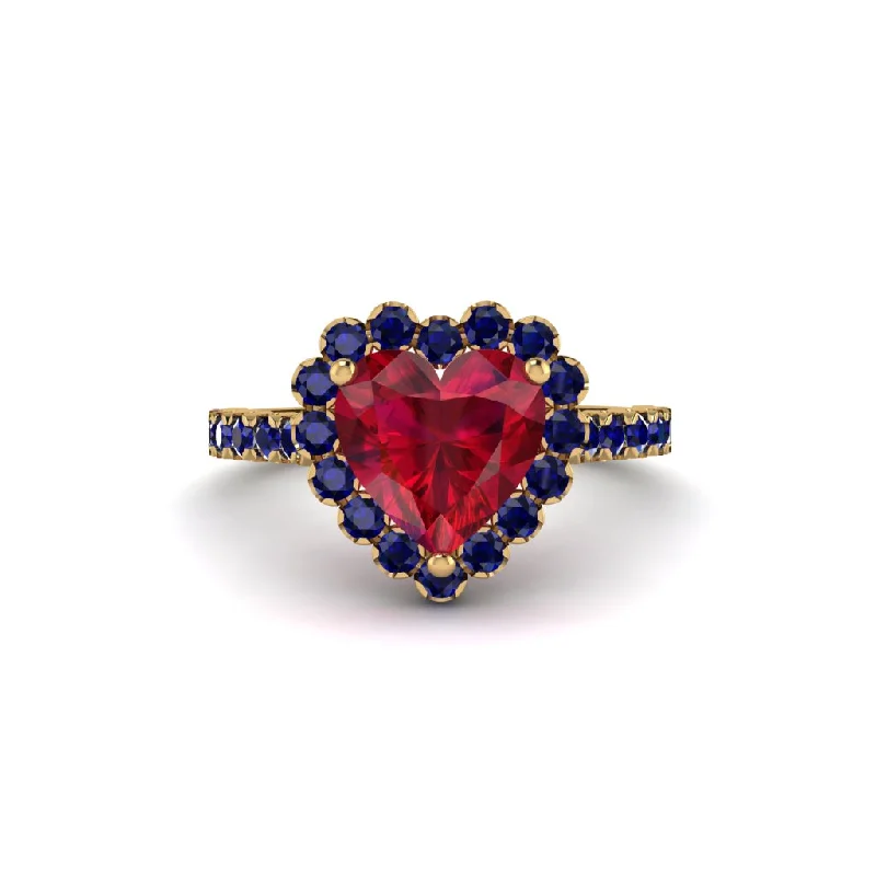 Engagement rings with diamonds for women-Halo Heart Ruby Pave Engagement Ring - Gail No. 70