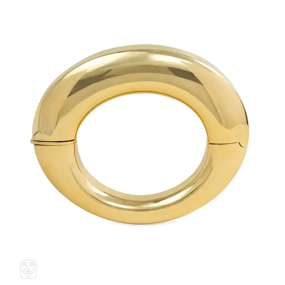 Adjustable bangles for women-Modernist gold elliptical bracelet, Tännler