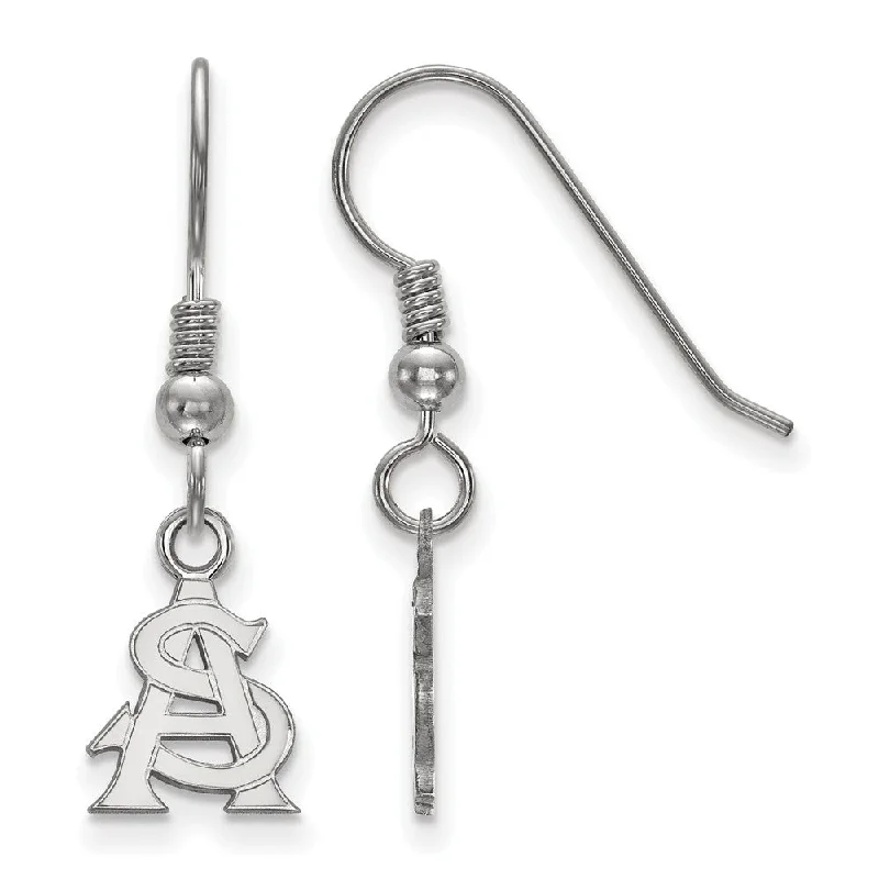 Boho women earrings-Sterling Silver Arizona State University XS (Tiny) Dangle Earrings