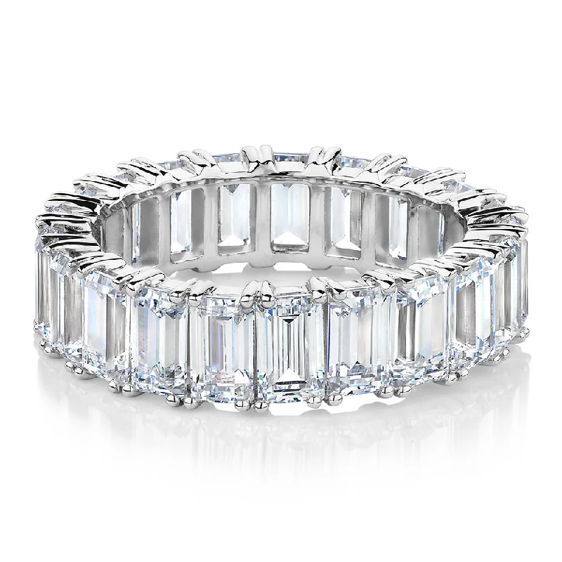 Wedding band women rings-All-rounder eternity band with 6.3 carats* of diamond simulants in 10 carat white gold