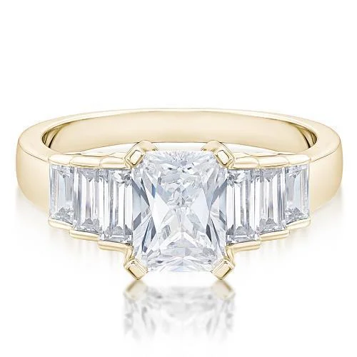 Antique style women rings-Dress ring with 2.88 carats* of diamond simulants in 10 carat yellow gold